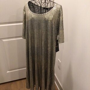 Espresso Los Angeles Women’s Plus Size Shimmery Gold & Silver Midi Dress
